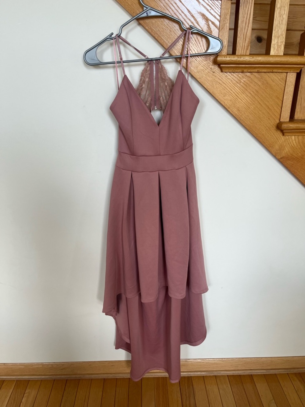 Revamped Dusty Rose High-Low Spaghetti Strap Dress